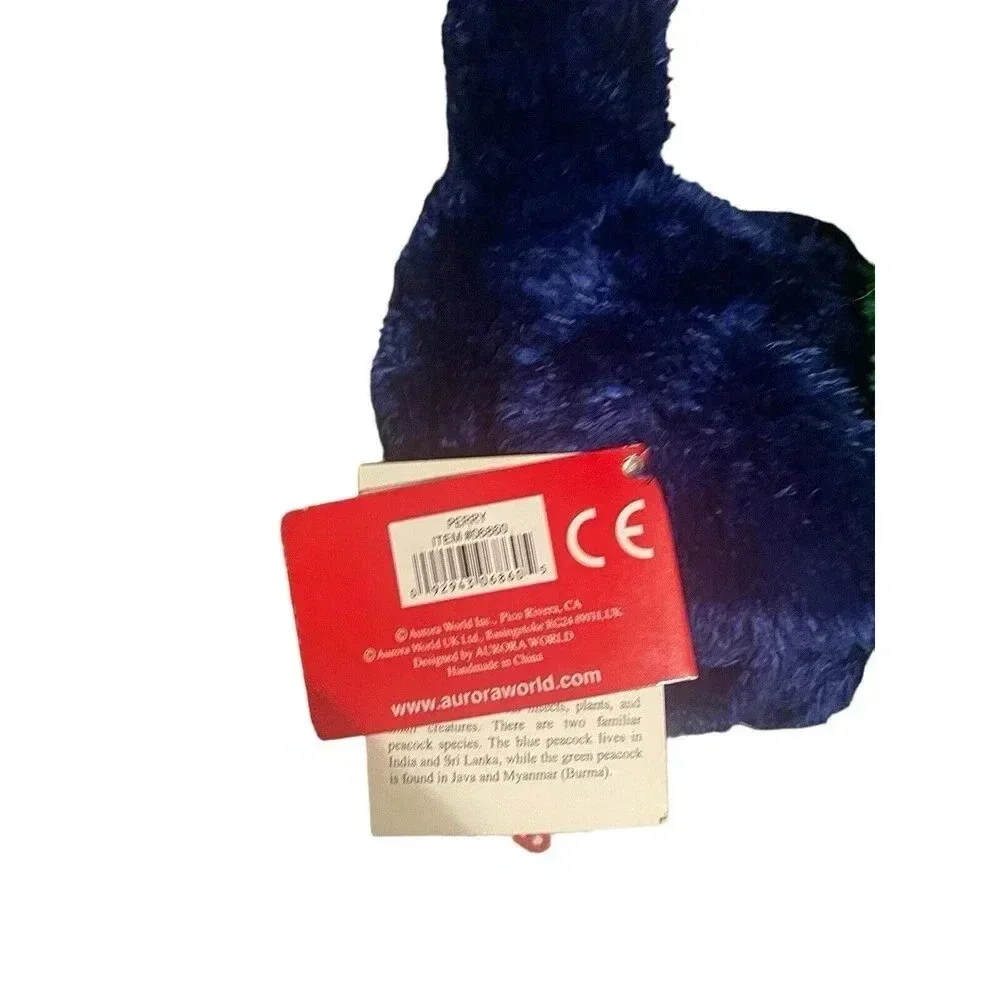Aurora World Peacock Bird Plush Toy Stuffed Animal Blue 11